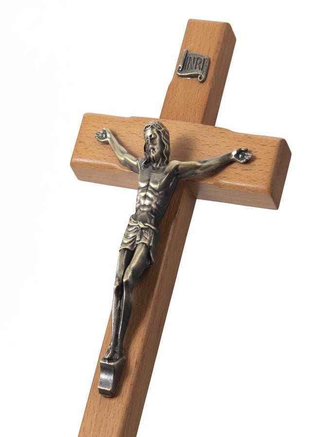 ARCHOBAN 10" Crucifix Wall Cross - Catholic Wooden Jesus Christ Cross for Wall or Prayer Room, Solid Wood Home Decor - Image 1